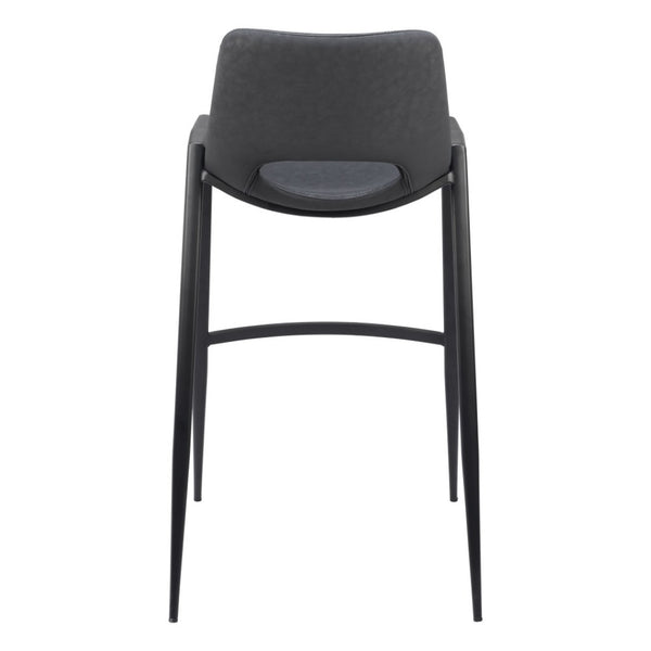 HomeRoots Set of Two 30" Black Faux Leather Bar Chairs with Steel Frame - Modern Comfort for Home Bars 555667