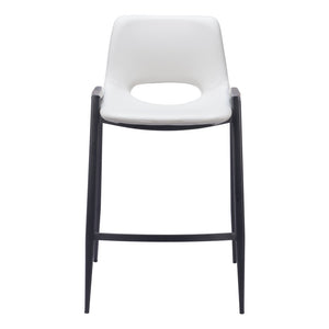 Homeroots Set Of Two 26" White And Black Faux Leather And Steel Low Back Counter Height Bar Chairs   555674