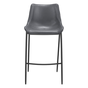 Homeroots Set Of Two 30" Dark Gray And Black Faux Leather And Steel Bar Height Bar Chairs   555676