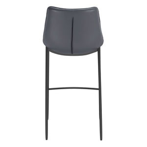 Homeroots Set Of Two 30" Dark Gray And Black Faux Leather And Steel Bar Height Bar Chairs   555676