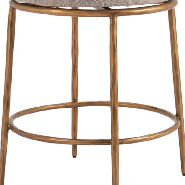HomeRoots 24" Stylish Beige and Gold Swivel Bar Chair - Contemporary Comfort for Kitchen, Lounge, and Bar 555677
