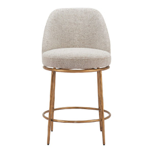 HomeRoots 24" Stylish Beige and Gold Swivel Bar Chair - Contemporary Comfort for Kitchen, Lounge, and Bar 555677