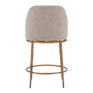 HomeRoots 24" Stylish Beige and Gold Swivel Bar Chair - Contemporary Comfort for Kitchen, Lounge, and Bar 555677