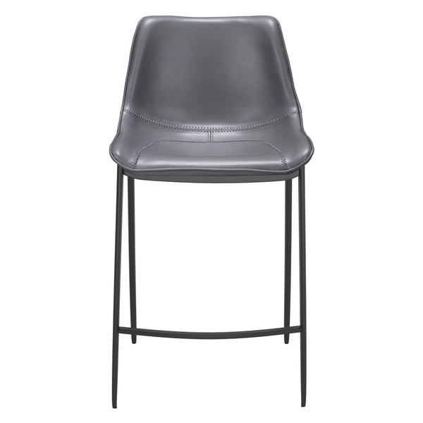 Homeroots Set Of Two 26" Dark Gray And Black Faux Leather And Steel Counter Height Bar Chairs   555678