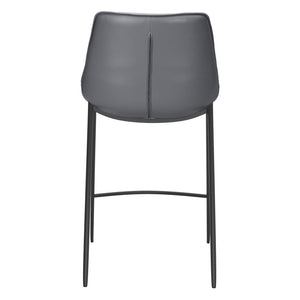 Homeroots Set Of Two 26" Dark Gray And Black Faux Leather And Steel Counter Height Bar Chairs   555678
