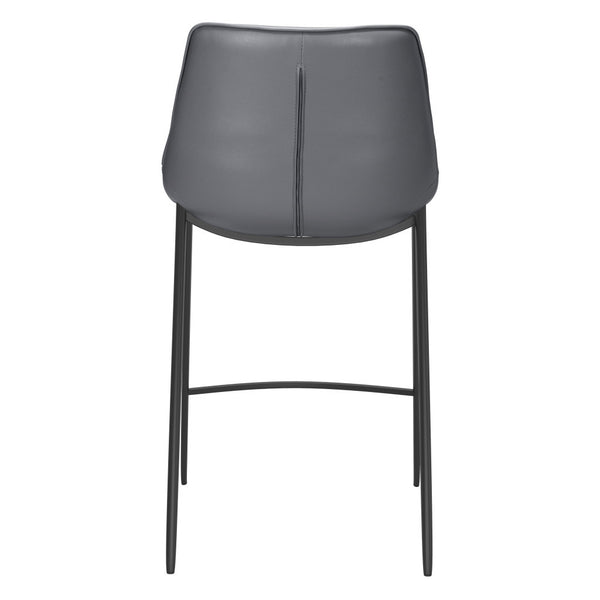 Homeroots Set Of Two 26" Dark Gray And Black Faux Leather And Steel Counter Height Bar Chairs   555678