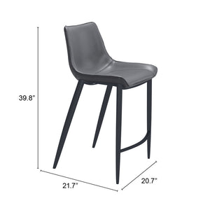 Homeroots Set Of Two 26" Dark Gray And Black Faux Leather And Steel Counter Height Bar Chairs   555678