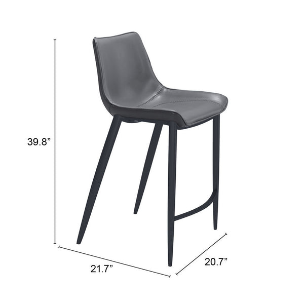 Homeroots Set Of Two 26" Dark Gray And Black Faux Leather And Steel Counter Height Bar Chairs   555678