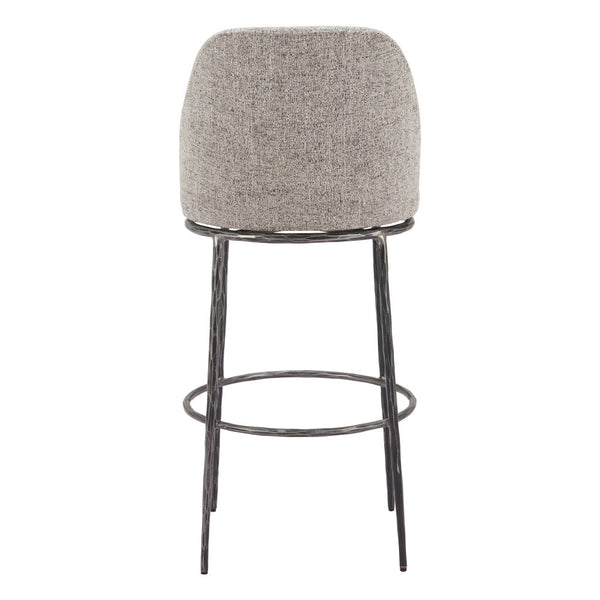 Homeroots 32" Gray And Black Fabric And Steel Bar Height Swivel Bar Chair   555680