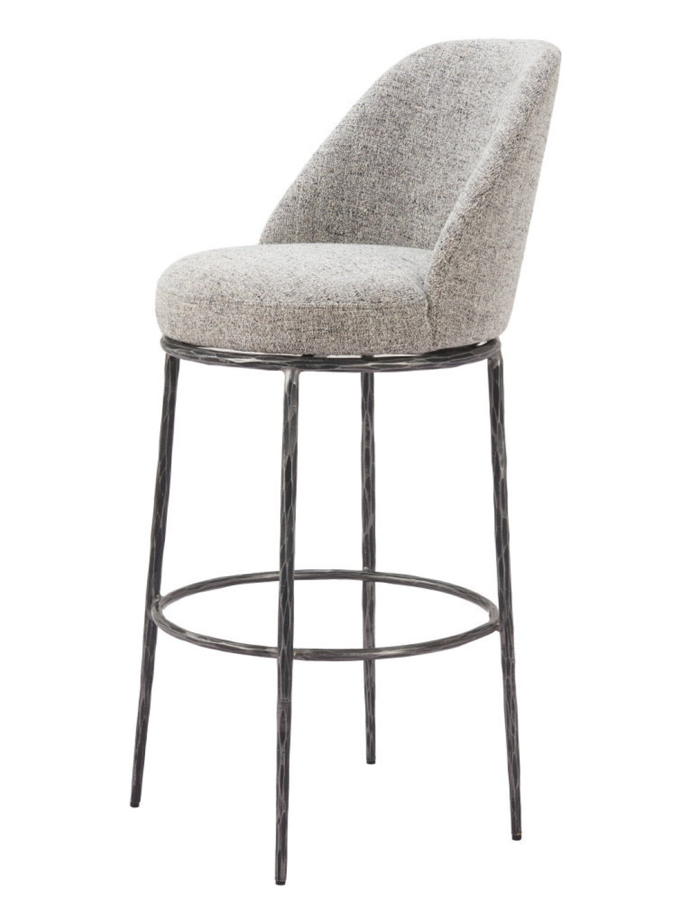 HomeRoots 32" Modern Gray and Black Swivel Bar Chair with Durable Steel Frame – Stylish Comfort for Any Space 555680