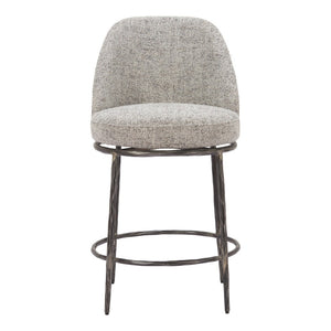 HomeRoots 24" Gray and Black Swivel Bar Chair - Modern Comfort & Style for Your Kitchen or Home Bar 555682