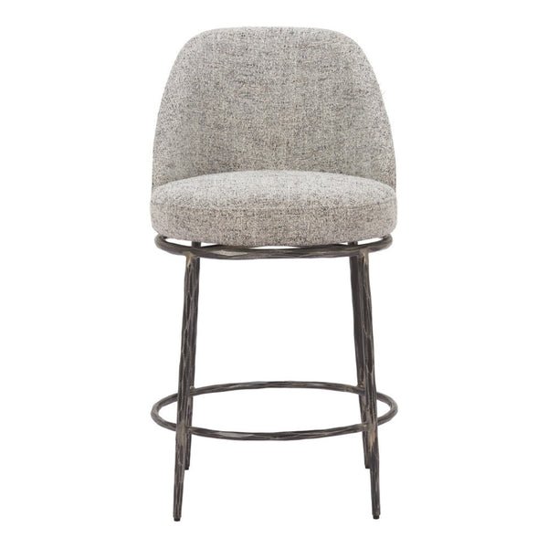 HomeRoots 24" Gray and Black Swivel Bar Chair - Modern Comfort & Style for Your Kitchen or Home Bar 555682