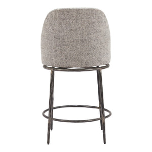 HomeRoots 24" Gray and Black Swivel Bar Chair - Modern Comfort & Style for Your Kitchen or Home Bar 555682