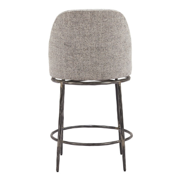 HomeRoots 24" Gray and Black Swivel Bar Chair - Modern Comfort & Style for Your Kitchen or Home Bar 555682
