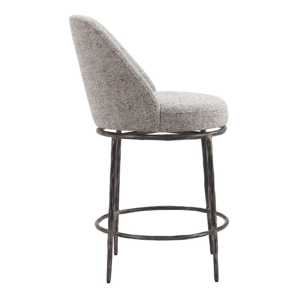 HomeRoots 24" Gray and Black Swivel Bar Chair - Modern Comfort & Style for Your Kitchen or Home Bar 555682