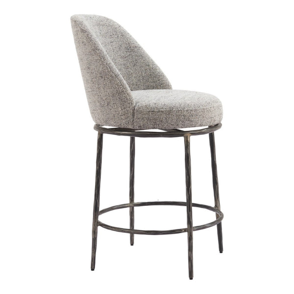 HomeRoots 24" Gray and Black Swivel Bar Chair - Modern Comfort & Style for Your Kitchen or Home Bar 555682