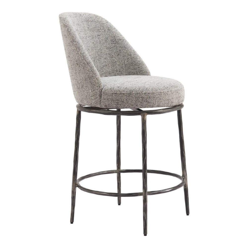 HomeRoots 24" Gray and Black Swivel Bar Chair - Modern Comfort & Style for Your Kitchen or Home Bar 555682