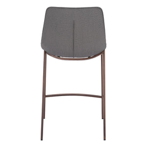 Homeroots Set Of Two 26" Slate Gray And Brown Faux Leather And Steel Counter Height Bar Chairs   555683