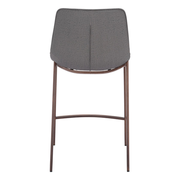 Homeroots Set Of Two 26" Slate Gray And Brown Faux Leather And Steel Counter Height Bar Chairs   555683