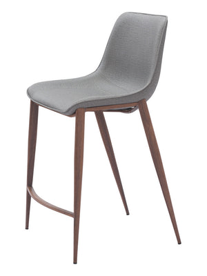 Homeroots Set Of Two 26" Slate Gray And Brown Faux Leather And Steel Counter Height Bar Chairs   555683