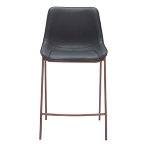 Homeroots Set Of Two 26" Black And Brown Faux Leather And Steel Counter Height Bar Chairs   555684