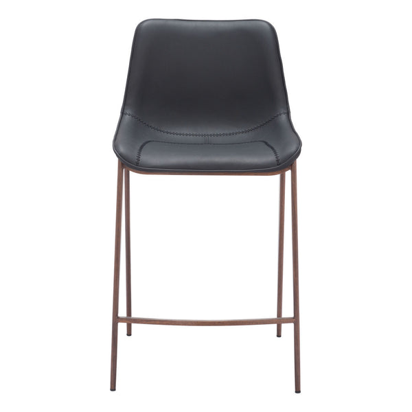 Homeroots Set Of Two 26" Black And Brown Faux Leather And Steel Counter Height Bar Chairs   555684