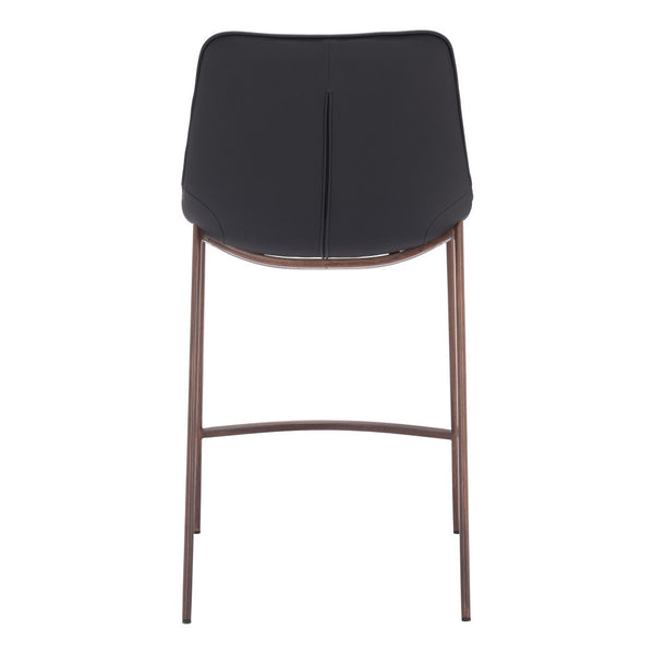 Homeroots Set Of Two 26" Black And Brown Faux Leather And Steel Counter Height Bar Chairs   555684