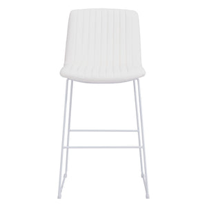 Homeroots Set Of Two 30" White Faux Leather And Steel Bar Height Bar Chairs   555687