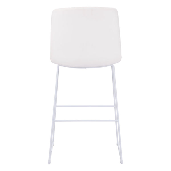 Homeroots Set Of Two 30" White Faux Leather And Steel Bar Height Bar Chairs   555687
