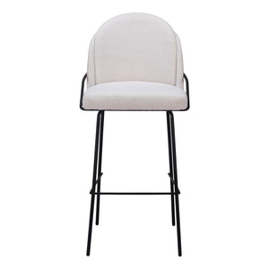 Homeroots Set Of Two 30" Ivory And Black Shearling And Steel Bar Height Bar Chairs   555690