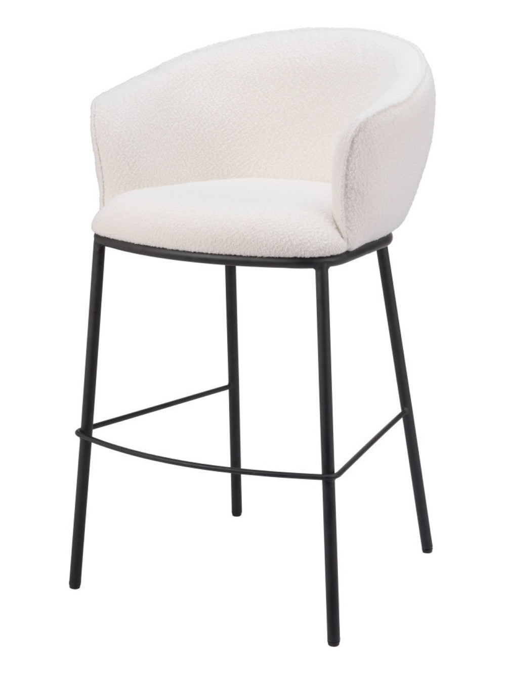 HomeRoots 30" Ivory Shearling Bar Chair with Sturdy Steel Frame – Contemporary Comfort for Modern Spaces 555691