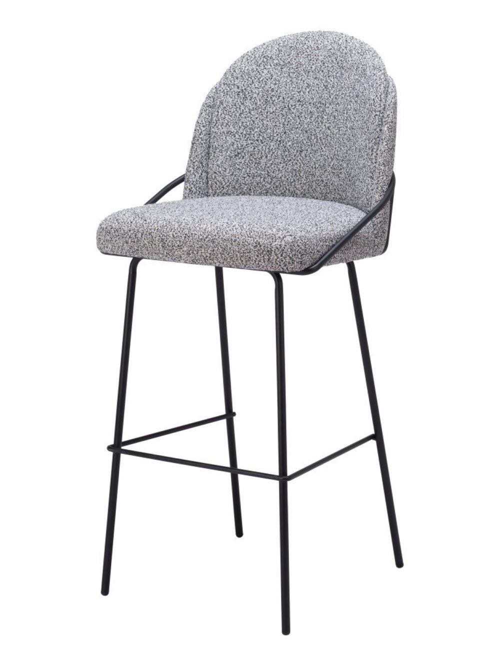 HomeRoots Set of Two 30" Light Gray Shearling Bar Chairs with Black Steel Frame for Modern Kitchen Style 555693