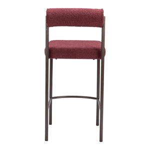 Homeroots Set Of Two 26" Red And Bronze Shearling And Steel Low Back Counter Height Bar Chairs   555696