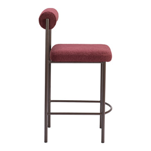 Homeroots Set Of Two 26" Red And Bronze Shearling And Steel Low Back Counter Height Bar Chairs   555696