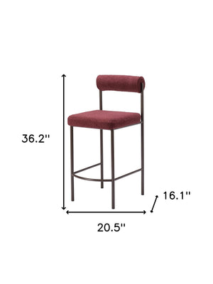 Homeroots Set Of Two 26" Red And Bronze Shearling And Steel Low Back Counter Height Bar Chairs   555696