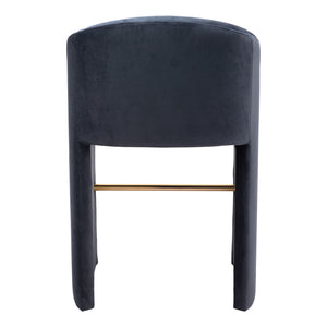 Homeroots 30" Gray And Gold Velvet And Steel Low Back Bar Height Bar Chair   555697