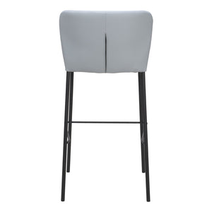 Homeroots Set Of Two 29" Gray And Black Faux Leather And Steel Bar Height Bar Chairs   555698