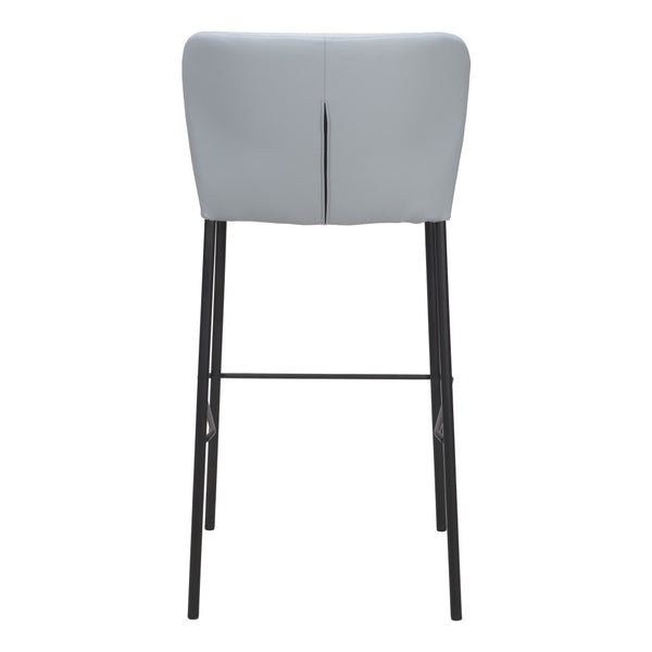 Homeroots Set Of Two 29" Gray And Black Faux Leather And Steel Bar Height Bar Chairs   555698