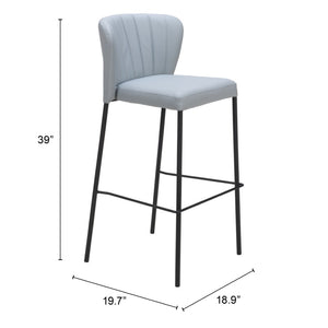 HomeRoots Set of Two Stylish 29" Gray Faux Leather Bar Chairs with Black Steel Frame for Modern Spaces 555698