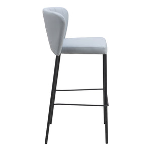Homeroots Set Of Two 29" Gray And Black Faux Leather And Steel Bar Height Bar Chairs   555698