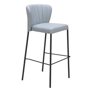 Homeroots Set Of Two 29" Gray And Black Faux Leather And Steel Bar Height Bar Chairs   555698
