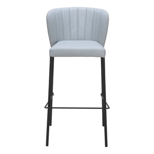 Homeroots Set Of Two 29" Gray And Black Faux Leather And Steel Bar Height Bar Chairs   555698