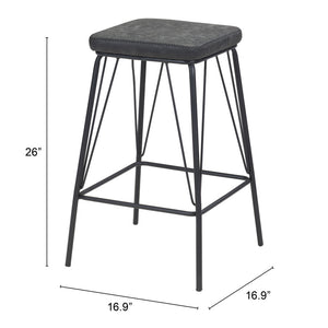 Homeroots Set Of Two 26" Black Faux Leather And Steel Backless Counter Height Bar Chairs   555699