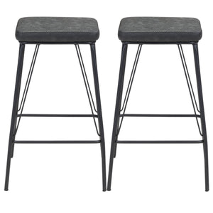 Homeroots Set Of Two 26" Black Faux Leather And Steel Backless Counter Height Bar Chairs   555699