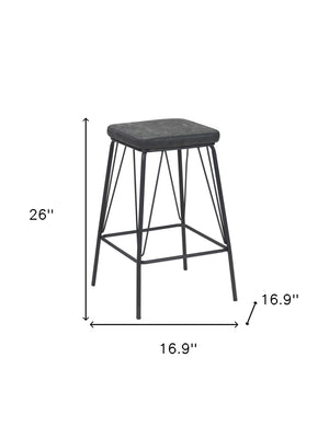 Homeroots Set Of Two 26" Black Faux Leather And Steel Backless Counter Height Bar Chairs   555699