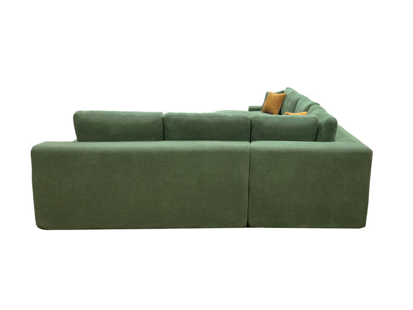 English Elm Coffee-bean Curved Upholstered Sectional with Self-expanding Setup for Large Living Rooms Dark Green B2748S00130