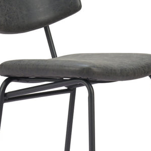 HomeRoots Set of Two Stylish 30" Black Faux Leather Bar Chairs with Steel Frame for Modern Spaces 555700