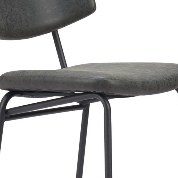 HomeRoots Set of Two Stylish 30" Black Faux Leather Bar Chairs with Steel Frame for Modern Spaces 555700