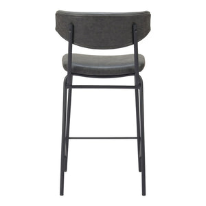 HomeRoots Set of Two Stylish 30" Black Faux Leather Bar Chairs with Steel Frame for Modern Spaces 555700