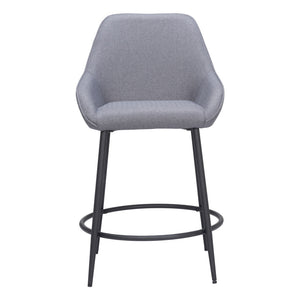 Homeroots Set Of Two 25" Gray And Black Fabric And Steel Counter Height Bar Chairs   555703